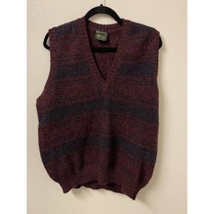 Billy Kelly Shetland Wool Vest Made in Ireland Maroon L Grandpa Sweater Vest​
